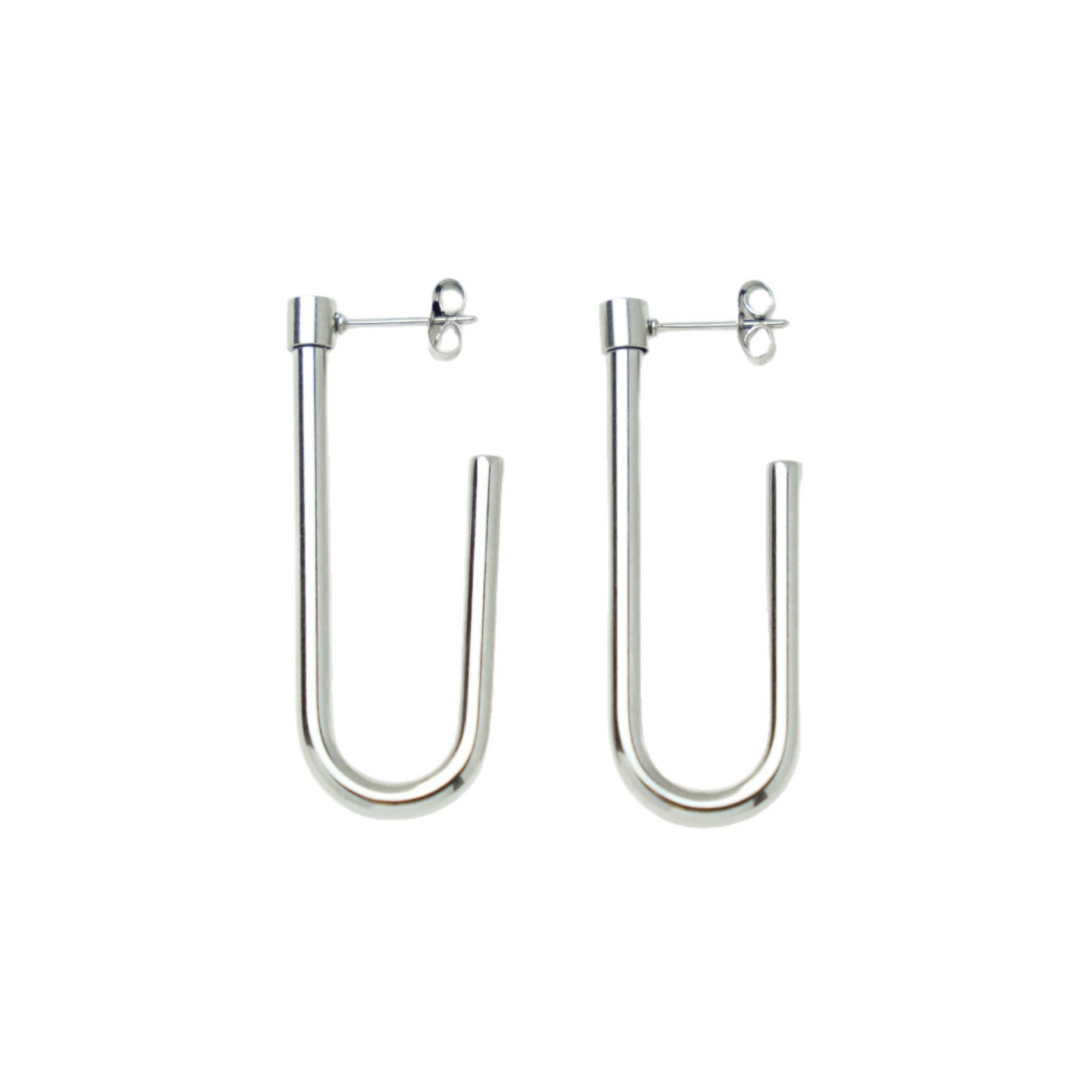 INS2258-Stainless Steel Oval Shaped Hoop Earrings, Sold as a Pair