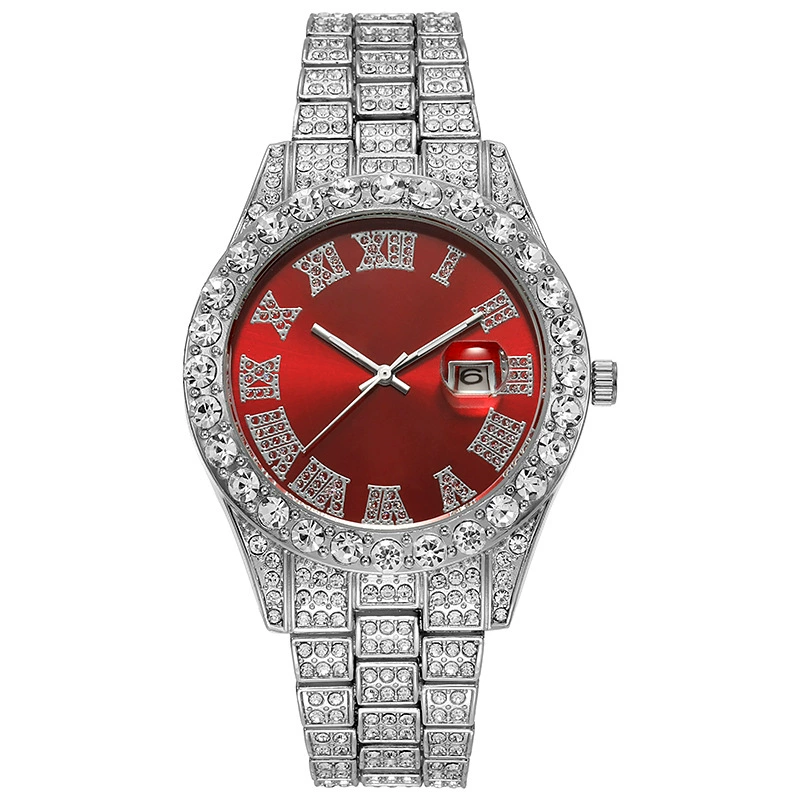 W-1005-Hip Hop Watches for Men Iced-Out Bling Diamond Luxury Quartz Watches with Date-Men