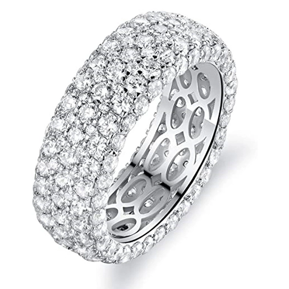 INS1177-925 Sterling Silver Shiny Wide version full drill Cubic Zirconia Rings Diamond Rings for Women Jewelry Findings Earring Backs Findings (US Code 7)