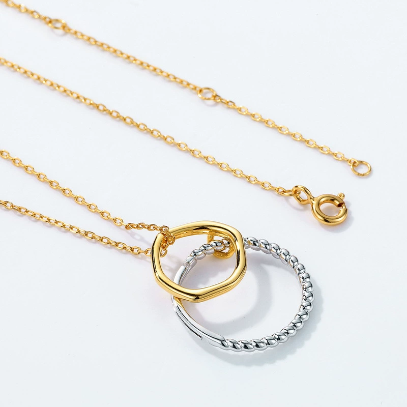 INS1274-wo Tone Double Stack 9K Solid Yellow Gold and White Gold 18 Gauge Hinged Clicker Segment Ring Ear Septum Tragus Helix Piercing Jewellery