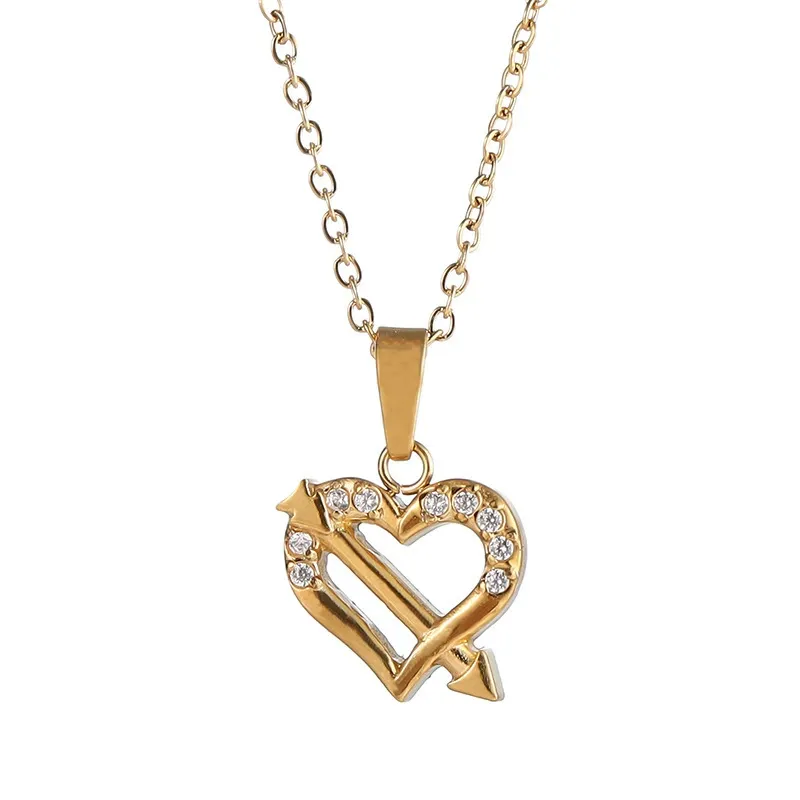 INS3168-KUANGHON18K gold-plated zirconia heart-shaped necklace, exquisite and small love pendant necklace, lovely classic jewelry gift for women