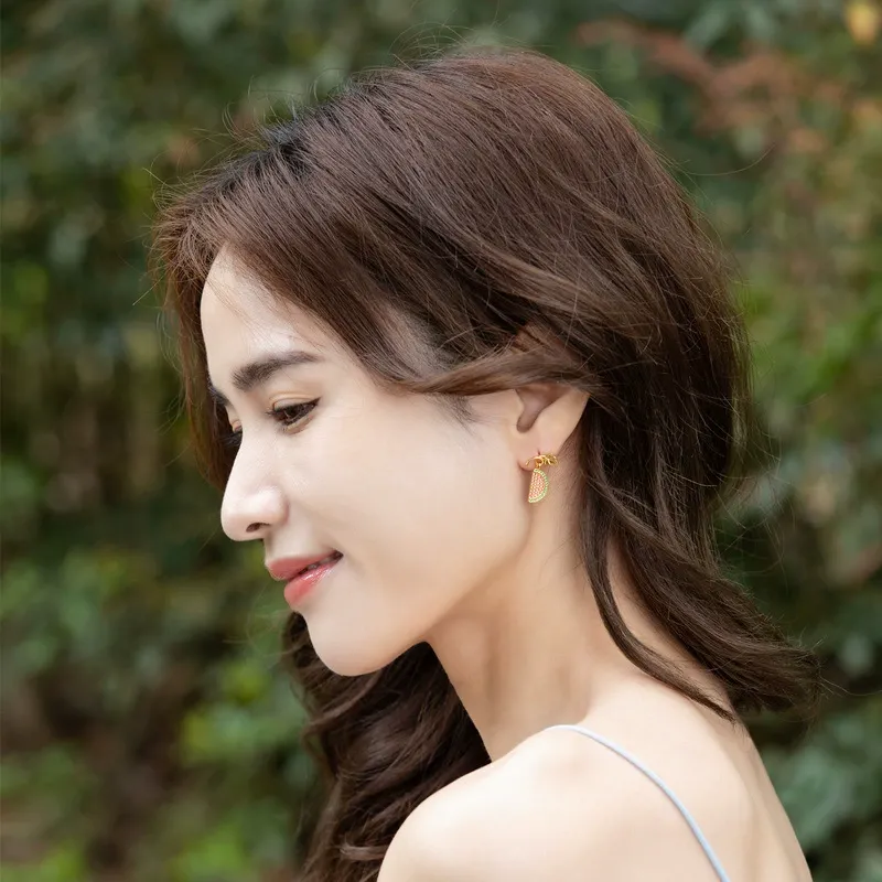 INS2342-Colorful Strawberry Watermelon Banana Grape Fruit Earrings Gold Plated Funny Charm Enamel Summer Tropical Fruits Sweet Food Small Huggie Hoop Earrings for Women Beach Holiday Trendy Jewelry Gifts