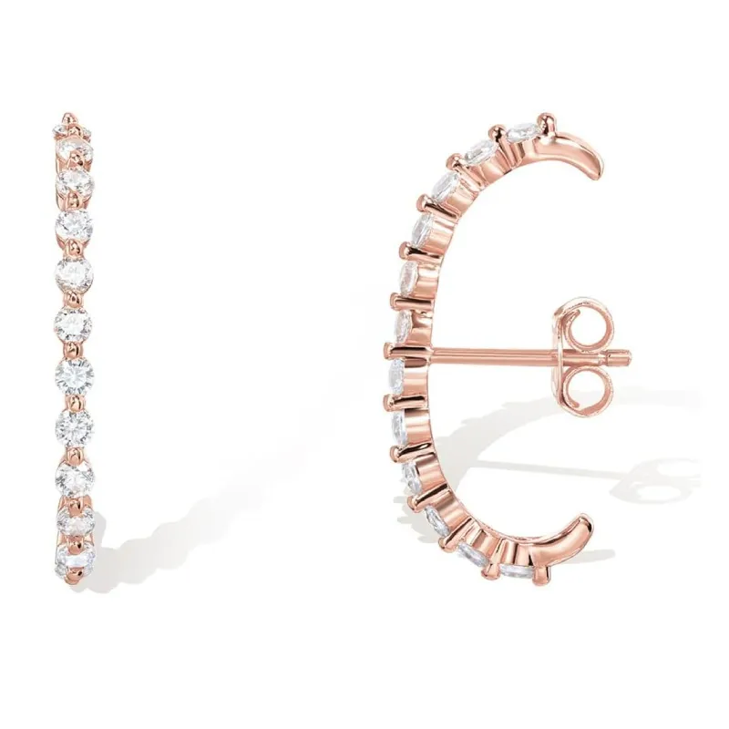 INS2157-PAVOI 14K Gold Plated 925 Sterling Silver Post Minimalist Suspender Ear Cuff Earrings for Women | Wrap Earlobe Studs