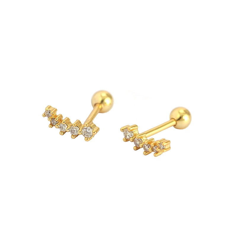 INS2321-Melighting Gold Helix Earrings 14K Cartilage Earrings 16G Gold Tragus Piercing Jewelry Clear CZ Stud Earring Conch Piercing for Women Men