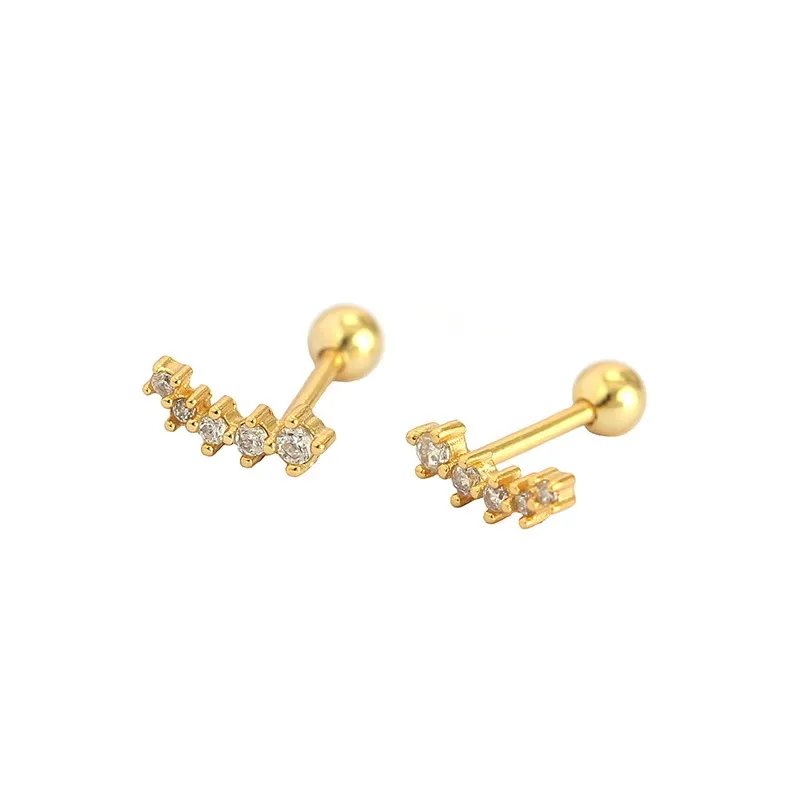 INS2321-Melighting Gold Helix Earrings 14K Cartilage Earrings 16G Gold Tragus Piercing Jewelry Clear CZ Stud Earring Conch Piercing for Women Men