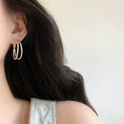 INS2296-Trendy CZ Gold Hoop Earrings for Women, Lightweight Chunky Silver Earrings for Women 14K Real Gold Plated Hoops Earrings Hypoallergenic Earrings Jewelry