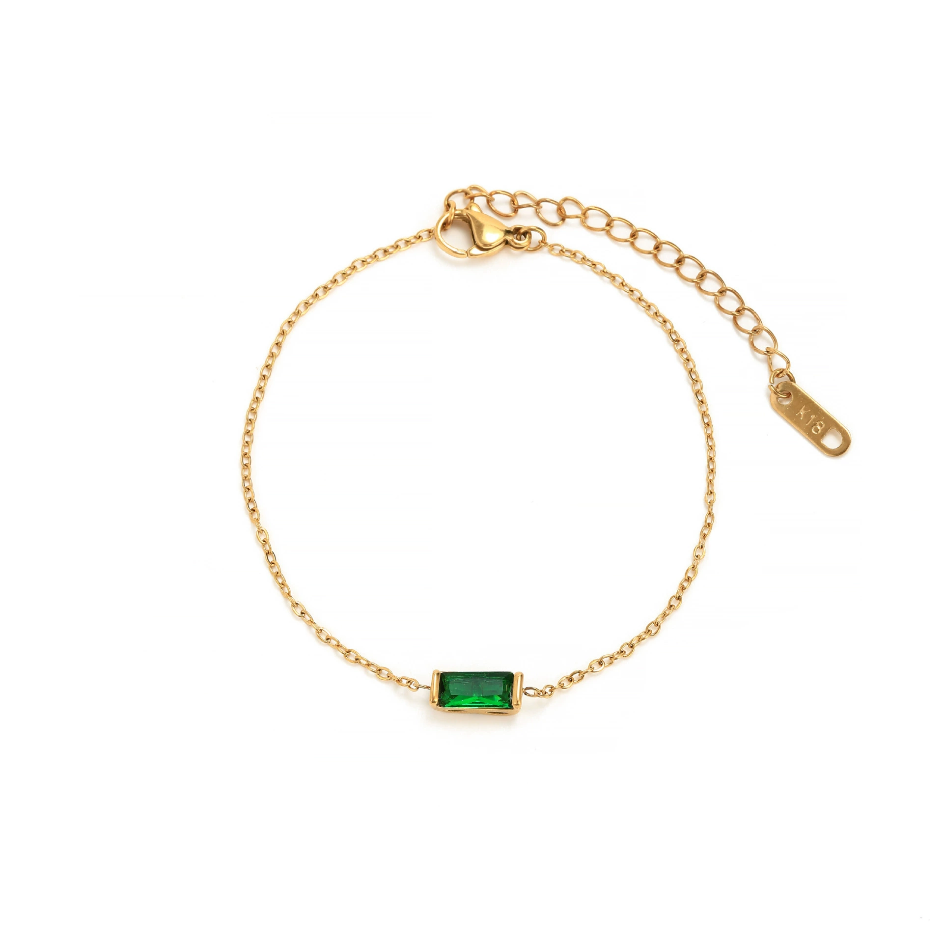 INS4020-FUNEIA Birthstone Gold Bracelets for Women Non Tarnish Trendy Dainty 14K Gold Plated Bracelet Stack Stackable Blue Green May Emerald Friendship Bracelets Jewelry Gifts for Mom Best Friend