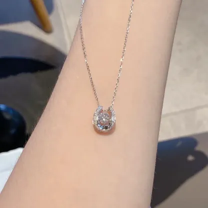 INS3090-ARINZA Moissanite Necklace for Women, 1 Ct 925 Sterling Silver Dancing Diamond Pendant, 18+2 Inch Chain, Valentine’s Day Christmas Gift for Her, Wife, Mom, Anniversary, Birthday