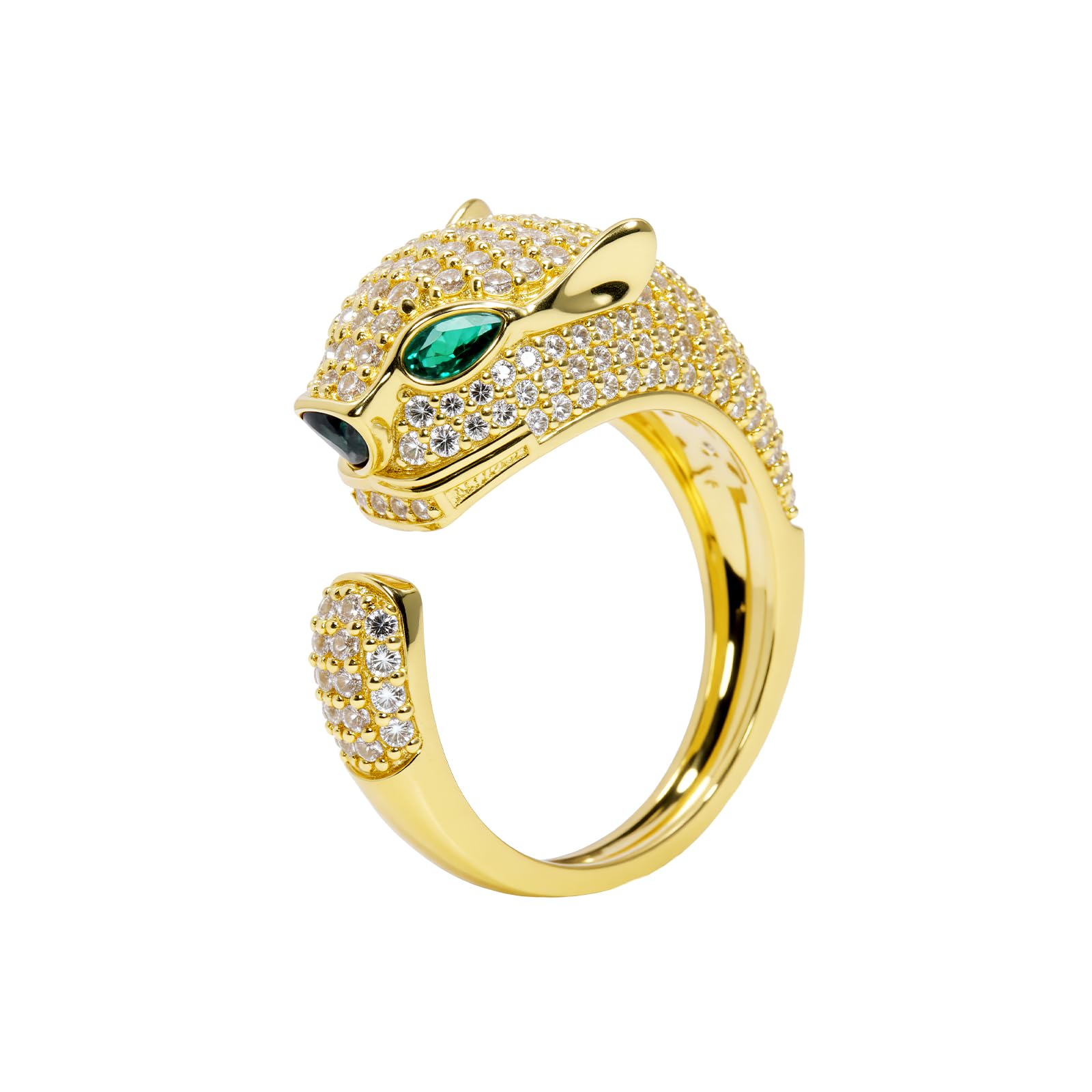 INS1097-Aura & lrena Luxury Panther Ring for Women – Adjustable 18K Gold/Platinum Plated Open-End Ring with AAA Cubic Zirconia, Elegant Animal Jewelry, Unique Fashion Gift for Her Gold Rings for Men Non Tarnish