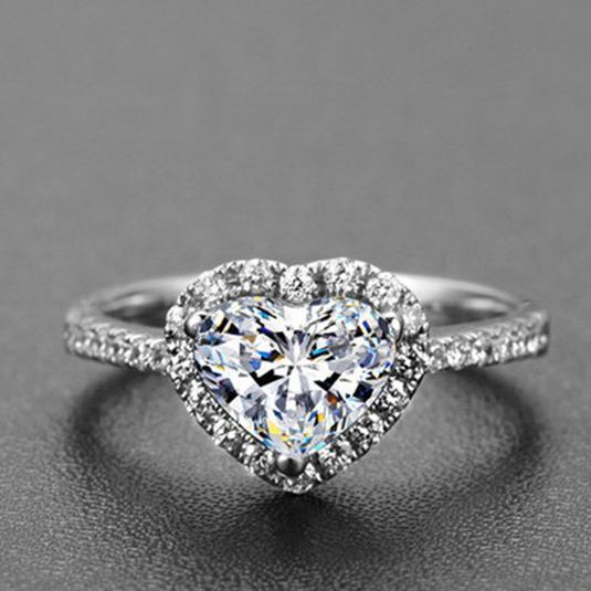 INS1098-925 Sterling Silver Engagement Rings for Women Heart Cut Cubic Zirconia Wedding Promise Rings for Her Size 4-12.5