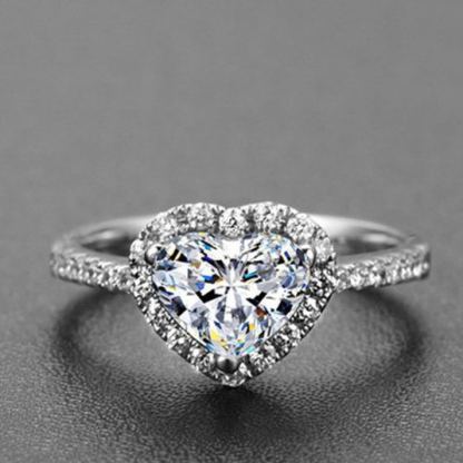 INS1098-925 Sterling Silver Engagement Rings for Women Heart Cut Cubic Zirconia Wedding Promise Rings for Her Size 4-12.5