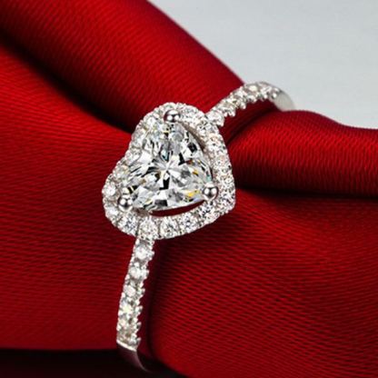 INS1098-925 Sterling Silver Engagement Rings for Women Heart Cut Cubic Zirconia Wedding Promise Rings for Her Size 4-12.5