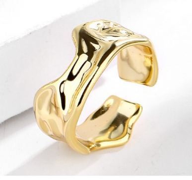 INS1183-WOWORAMA Hammered Chunky Cuff Bracelets for Women Vintage Boho Wide Bangle Bracelets Irregular Statement Bracelet Thick Arm Cuff Gold Silver Bracelet