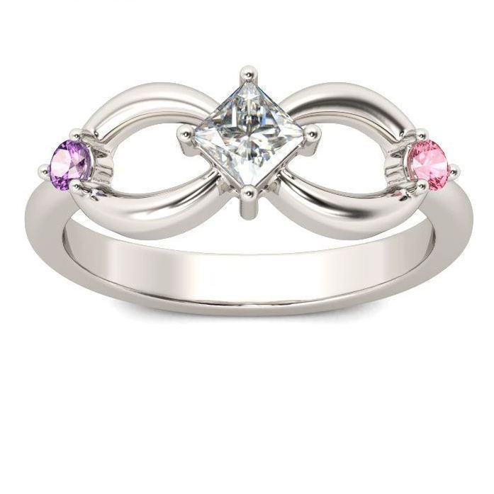 INS1215-Personalized Infinity Mother Rings with 1-3 Birthstones Custom Engraved Name Ring for Women 10K/14K/18K Solid Gold Family Mother Days Christmas Jewelry Gifts For Mom Wife