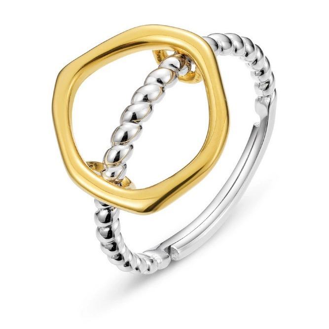 INS1274-wo Tone Double Stack 9K Solid Yellow Gold and White Gold 18 Gauge Hinged Clicker Segment Ring Ear Septum Tragus Helix Piercing Jewellery
