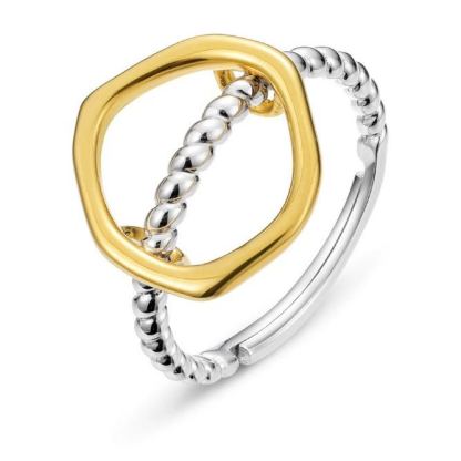 INS1274-wo Tone Double Stack 9K Solid Yellow Gold and White Gold 18 Gauge Hinged Clicker Segment Ring Ear Septum Tragus Helix Piercing Jewellery