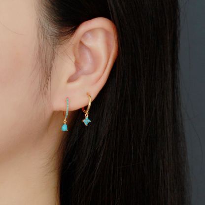 INS2090-Dainty Huggie Small Hoop Cuff With Mini Teardrop CZ Charm Drop Cartilage Earrings for Women Sensitive Ear 925 Sterling Silver Post Cubic Zirconia Hinged Hoops Crystal Tiny Piercing Tragus Ear Hooped Hypoallergenic Fashion Cute Jewelry Gifts Bff He