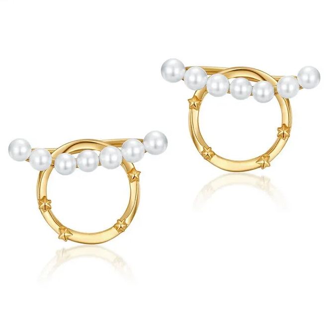 INS2098-Earrings for Women 18K Gold Plated Twist Circle Butterfly Pearl Sunburst Stud Earrings Minimalist Cubic Zirconia Studs Non Tarnish Gold Jewelry Gifts