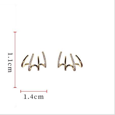 INS2099-Claw Earring Cuff for Women， Gold Hypoallergenic Silver Cubic Zirconia Clip On Earrings for Illusion Huggie Earrings， Rhinestone Unique Fake Earrings Cuff Ear Wrap Piercing Earrings For