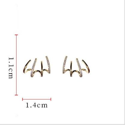 INS2099-Claw Earring Cuff for Women， Gold Hypoallergenic Silver Cubic Zirconia Clip On Earrings for Illusion Huggie Earrings， Rhinestone Unique Fake Earrings Cuff Ear Wrap Piercing Earrings For
