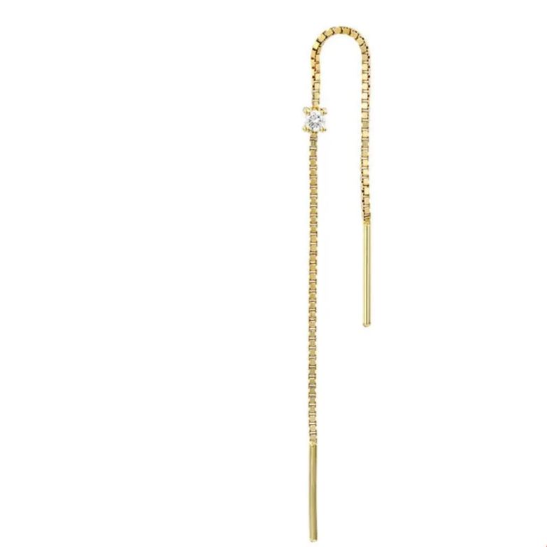 INS2105-TANGPOET Sun Moon Star Threader Earrings for Women 925 Sterling Silver Synthetic Opal Long Chain Thread Earrings Hypoallergenic Celestial Jewelry Gifts for Birthday Mother's Day Christmas