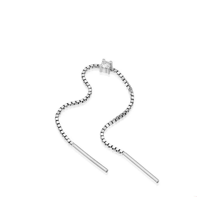 INS2105-TANGPOET Sun Moon Star Threader Earrings for Women 925 Sterling Silver Synthetic Opal Long Chain Thread Earrings Hypoallergenic Celestial Jewelry Gifts for Birthday Mother's Day Christmas