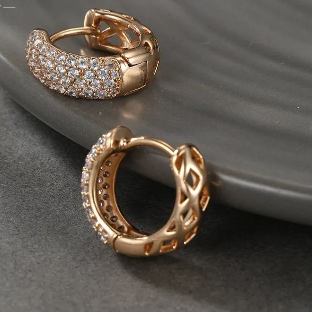 INS2139-Gold Hoop Earrings for Men | 14K Gold Plated Cartilage Huggie Earrings, Hypoallergenic Lightweight CZ Inlaid for Sensitive Ears