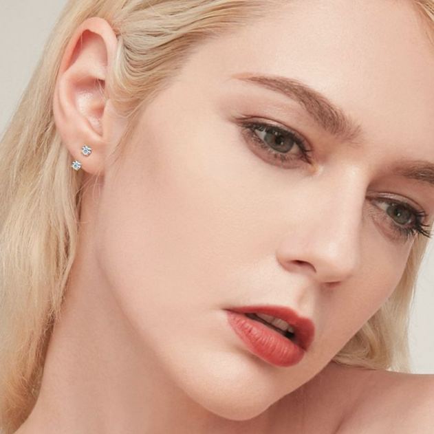 INS2164-PAVOI 14K Gold Plated Cubic Zirconia Earrings Jacket for Women - Sterling Silver Posts Dainty CZ Front and Back Double Studs - Statement Ear Jacket Earrings for Women