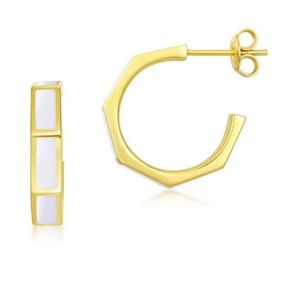 INS2241-CiNily Opal Hoop Earrings for Women, Hexagon Huggie Earrings 14K White/Black/Gold Plated Hypoallergenic | Mini Hoop Earrings | Small Hoops for Sensitive Ear Christmas Halloween Jewelry Gifts