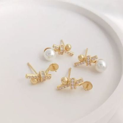 INS2244-Dangle Pearl Invisible Clip On Earrings for Women Not Pierced Gold Moon Star White Ribbon Heart Square Crystal Rhinestone Teardrop Hoop Comfortable Clip On Earrings