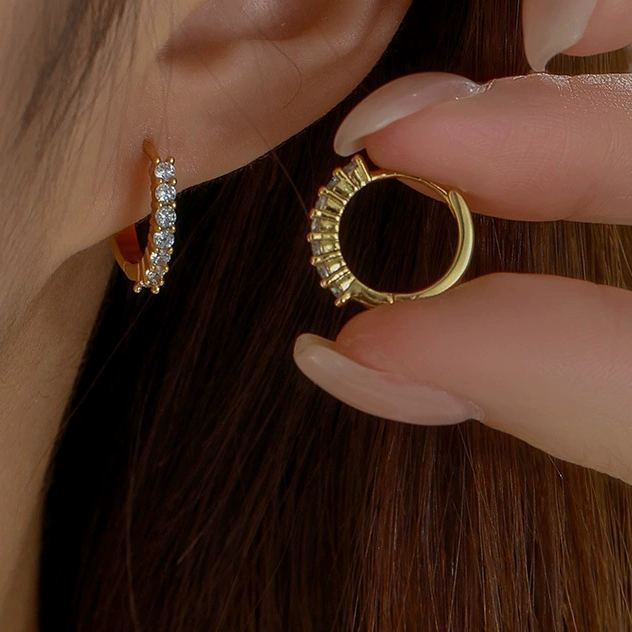 INS2248-Gold Dainty Huggie Hoop Earrings for Women 18K Real Gold Plated Cuff Earrings Small Cubic Zirconia Hoop Earrings for Men Hypoallergenic Cartilage Ear Jewelry for Women