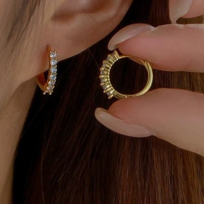 INS2248-Gold Dainty Huggie Hoop Earrings for Women 18K Real Gold Plated Cuff Earrings Small Cubic Zirconia Hoop Earrings for Men Hypoallergenic Cartilage Ear Jewelry for Women