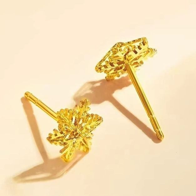 INS2253-Hypoallergenic 16g Snowflake Screw Back Christmas Small Stud Earrings for Women Men Sensitive Ears Minimalist Winter Flower Earring Surgical Stainless Steel Piercing Sleeper Studs Fashion Jewelry