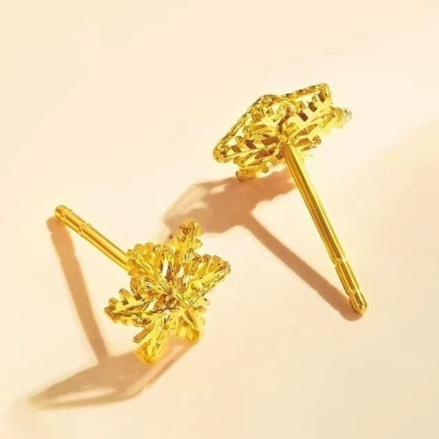 INS2253-Hypoallergenic 16g Snowflake Screw Back Christmas Small Stud Earrings for Women Men Sensitive Ears Minimalist Winter Flower Earring Surgical Stainless Steel Piercing Sleeper Studs Fashion Jewelry