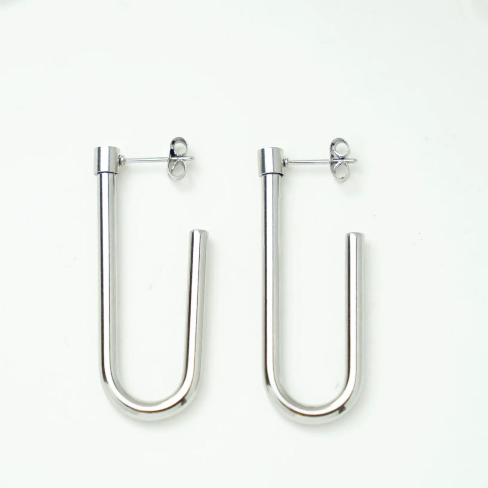 INS2258-Stainless Steel Oval Shaped Hoop Earrings, Sold as a Pair