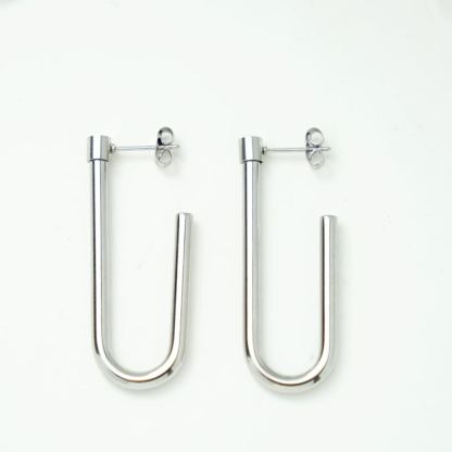 INS2258-Stainless Steel Oval Shaped Hoop Earrings, Sold as a Pair