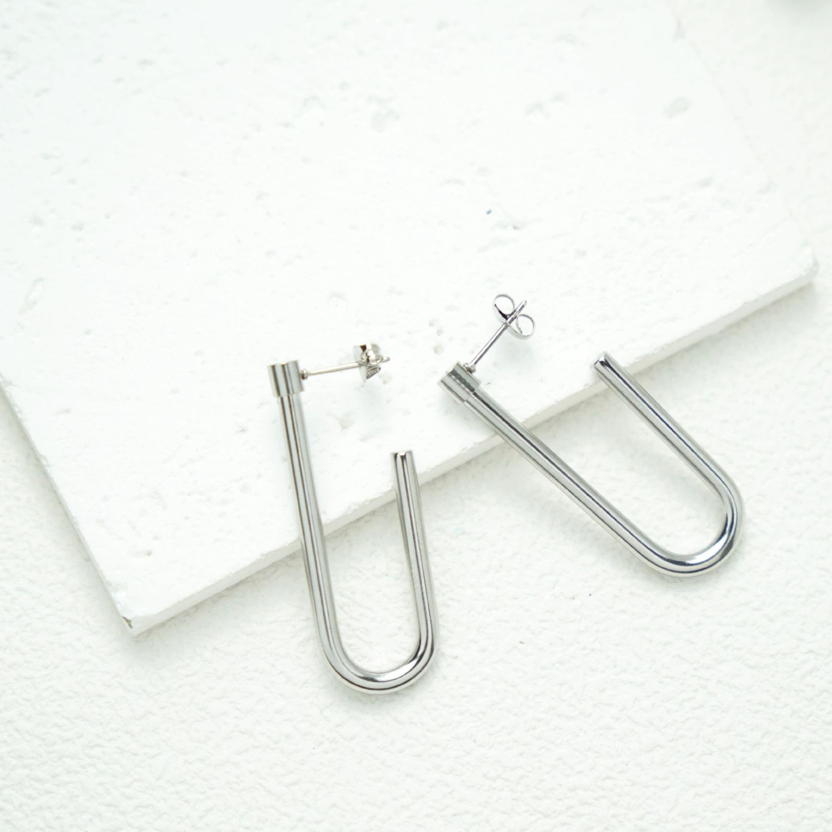 INS2258-Stainless Steel Oval Shaped Hoop Earrings, Sold as a Pair