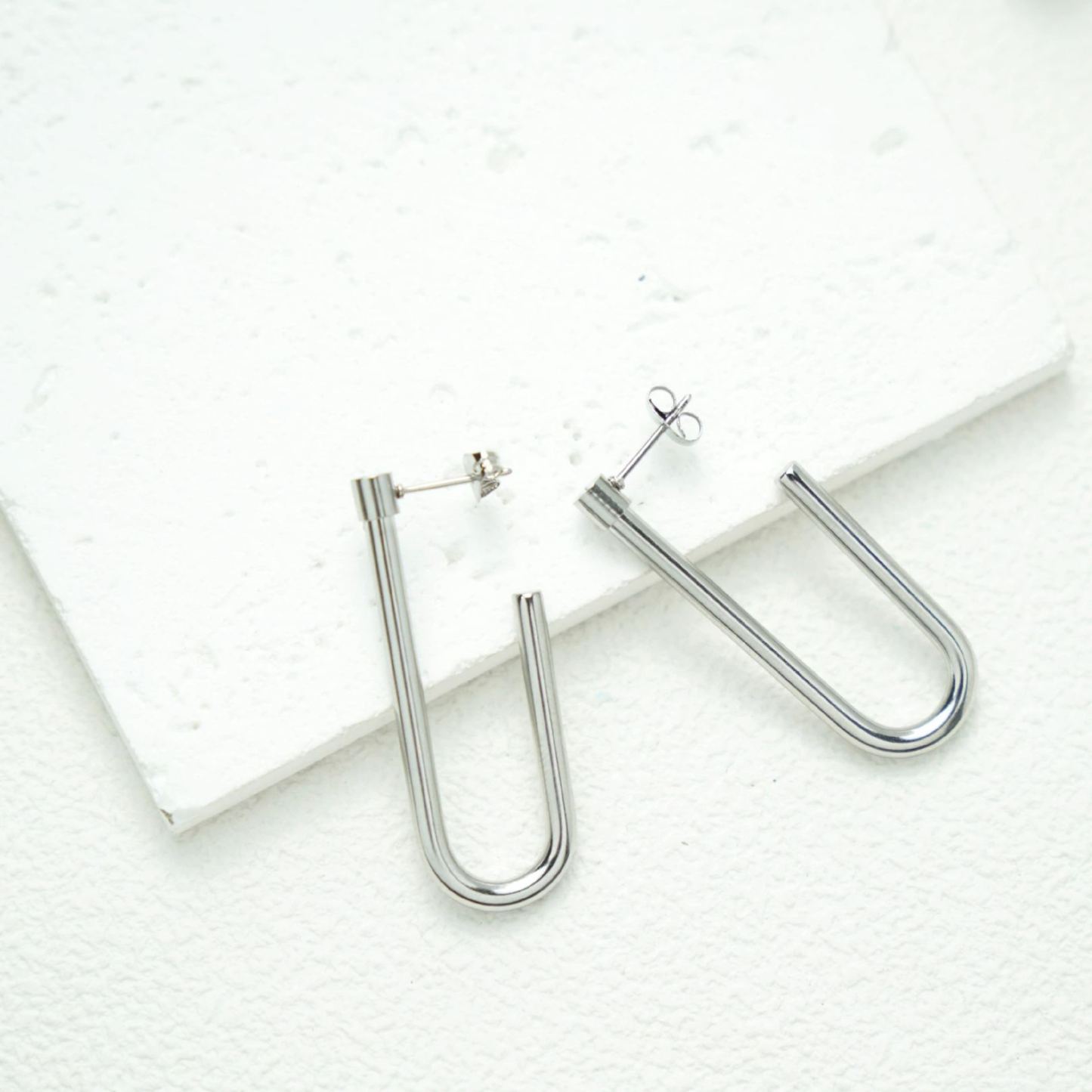 INS2258-Stainless Steel Oval Shaped Hoop Earrings, Sold as a Pair