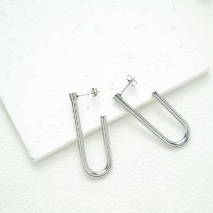 INS2258-Stainless Steel Oval Shaped Hoop Earrings, Sold as a Pair