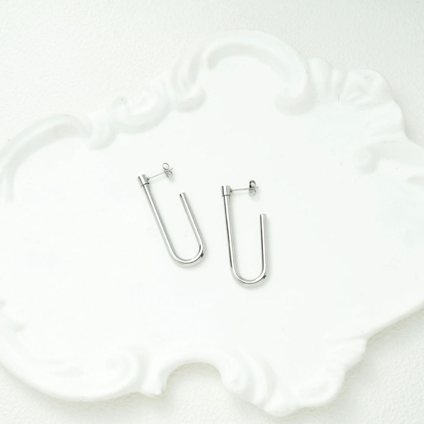 INS2258-Stainless Steel Oval Shaped Hoop Earrings, Sold as a Pair