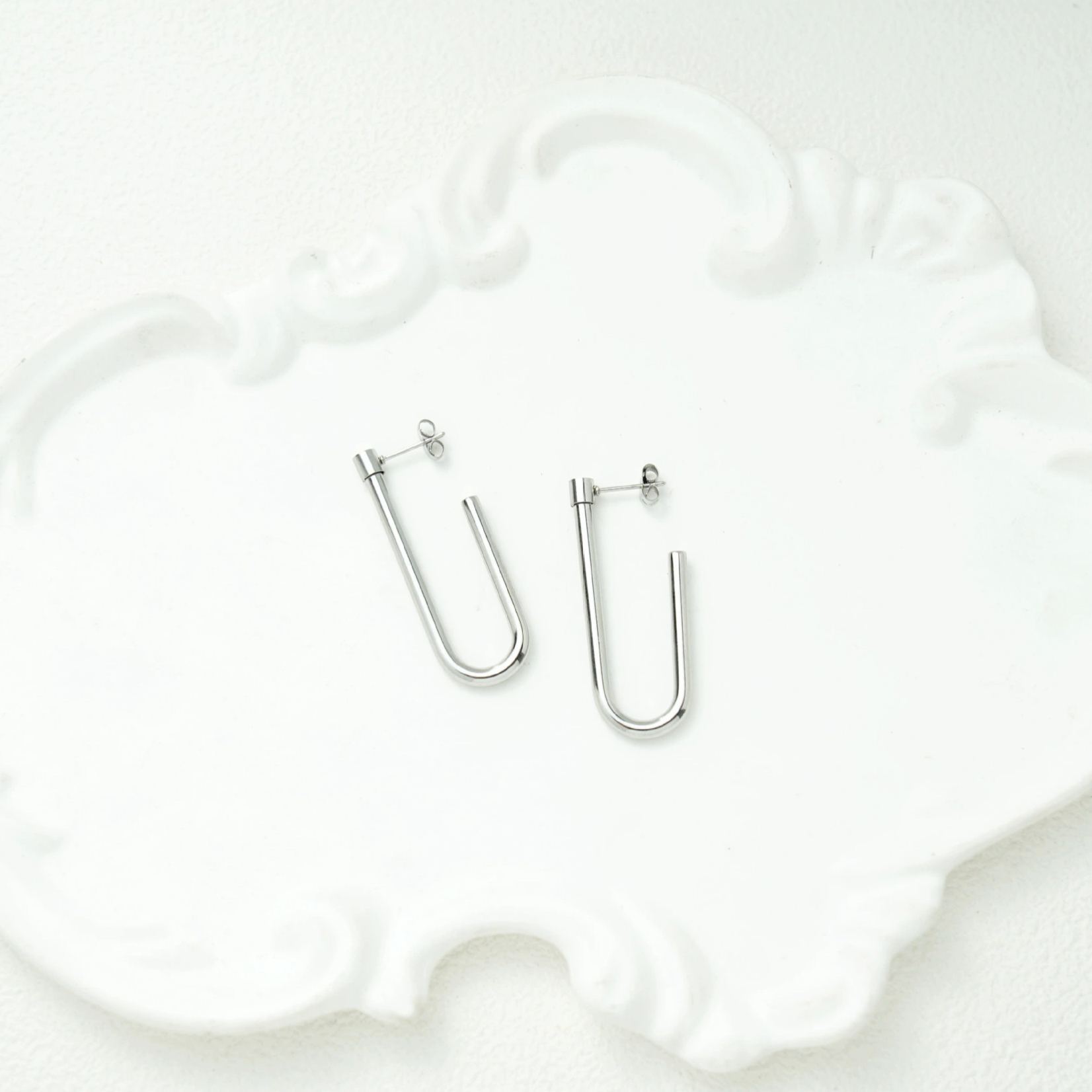 INS2258-Stainless Steel Oval Shaped Hoop Earrings, Sold as a Pair