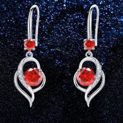 INS2260-925 Sterling Silver Dangle Earrings for Women Nickel Free Hypoallergenic Earrings for Women Trendy Fashion Heart Dangle Drop Sparkly Crystal Earrings for Women