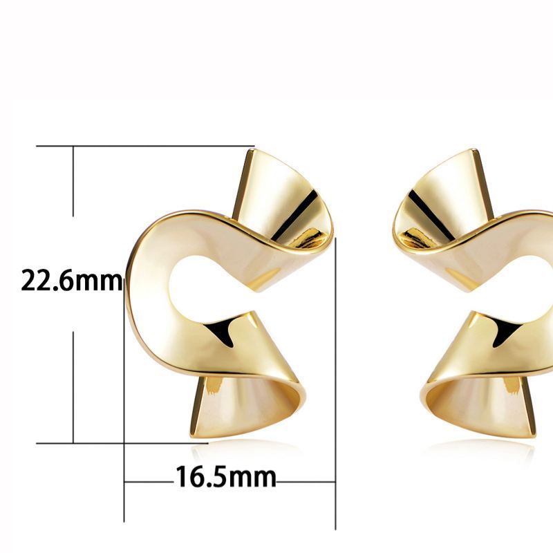 INS2332-VIFE Gold Geometric Earrings 14K Gold Plated Simple Punk Gold Twisted Dangle Earring for Women Drop Earrings