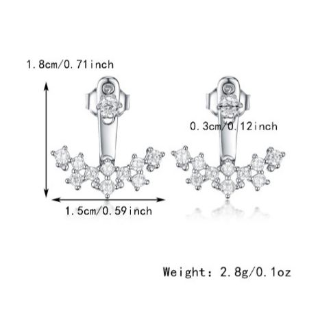 INS2380-Ear Jacket Cuff Earrings Set Sterling Silver Front Back 2 in 1 with CZ Pearl