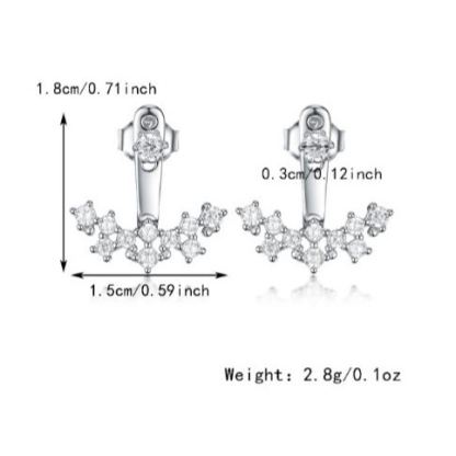 INS2380-Ear Jacket Cuff Earrings Set Sterling Silver Front Back 2 in 1 with CZ Pearl