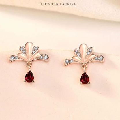 INS2413-Dainty Maple Leaf Clip On Non Piercing Earrings for Women Cubic Zirconia Red Crystal Autumn Fall Leaves Fake Earring Fashion Thanksgiving Christmas Jewelry Gifts for Daughter Hypoallergenic Clips