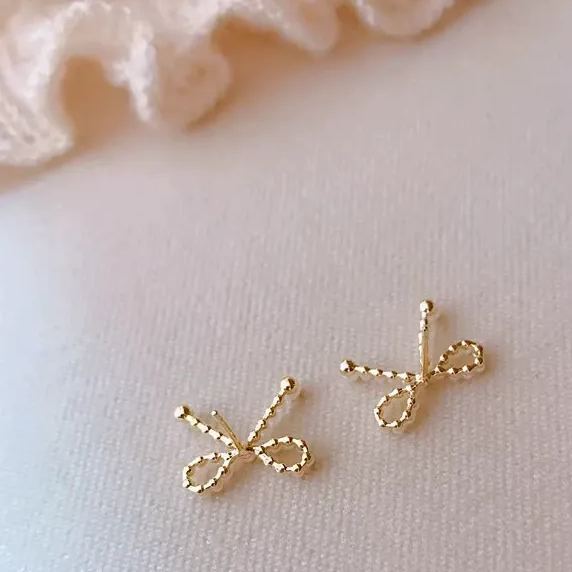 INS2419-Pearl Earrings for Women Gold Bow Knot Stud Earrings Cute pearl bow Drop Dangle Earrings Fashion Jewelry Gifts for Women