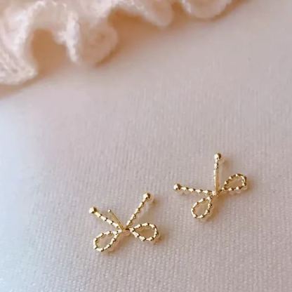 INS2419-Pearl Earrings for Women Gold Bow Knot Stud Earrings Cute pearl bow Drop Dangle Earrings Fashion Jewelry Gifts for Women