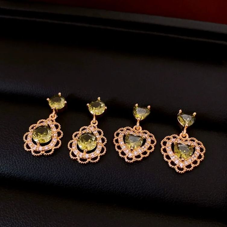 INS2435-Heart-Shaped Peridot Pendant, Sterling Silver, Gold Plated Finish