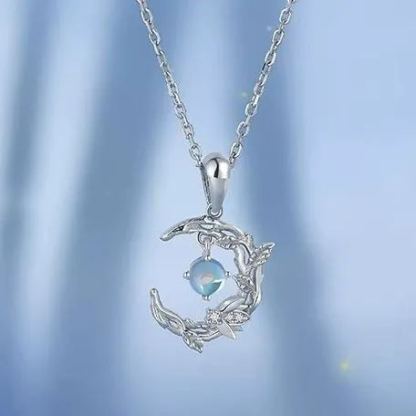INS3013-Lotus Necklaces for Women 925 Sterling Silver Lotus Flower Necklace Yoga Moonstone Lotus Jewelry for Women Lotus Gifts